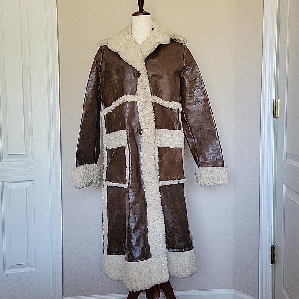 Vintage 70s Penny Lane Coat Size M L Mob Wife Hippie Indie Sleeze Sherpa READ